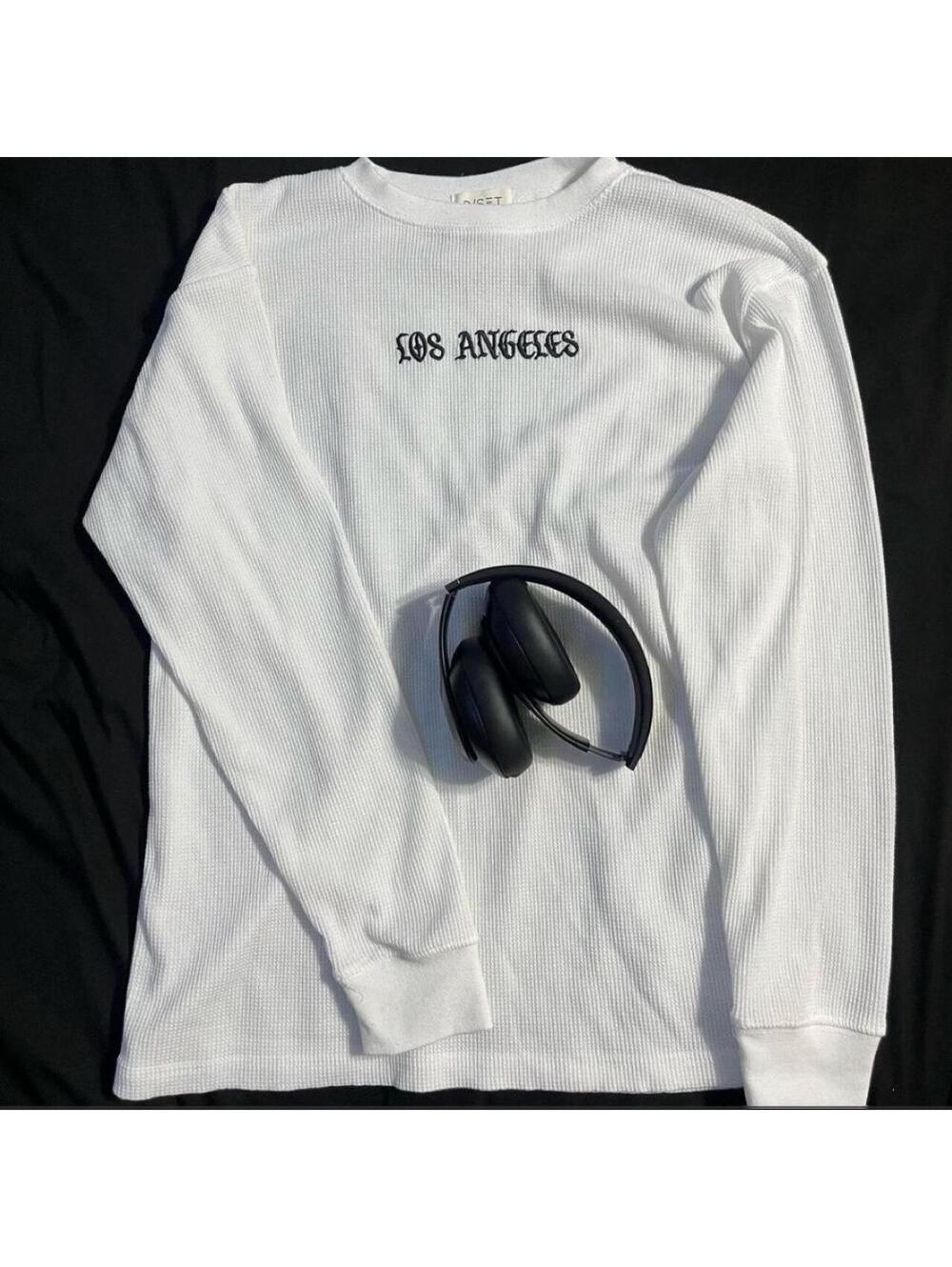 White & black D/SET long embroidered Large Long-sleeve shirt